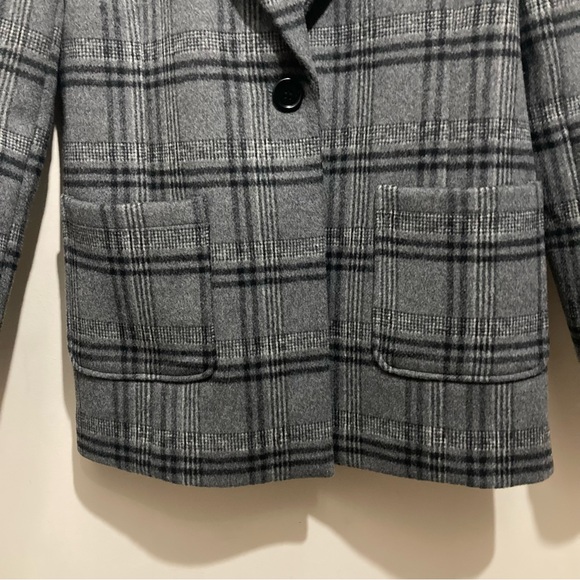 Bardot Wool Blend Plaid Blazer Grey Size Small Oversized - Picture 6 of 12